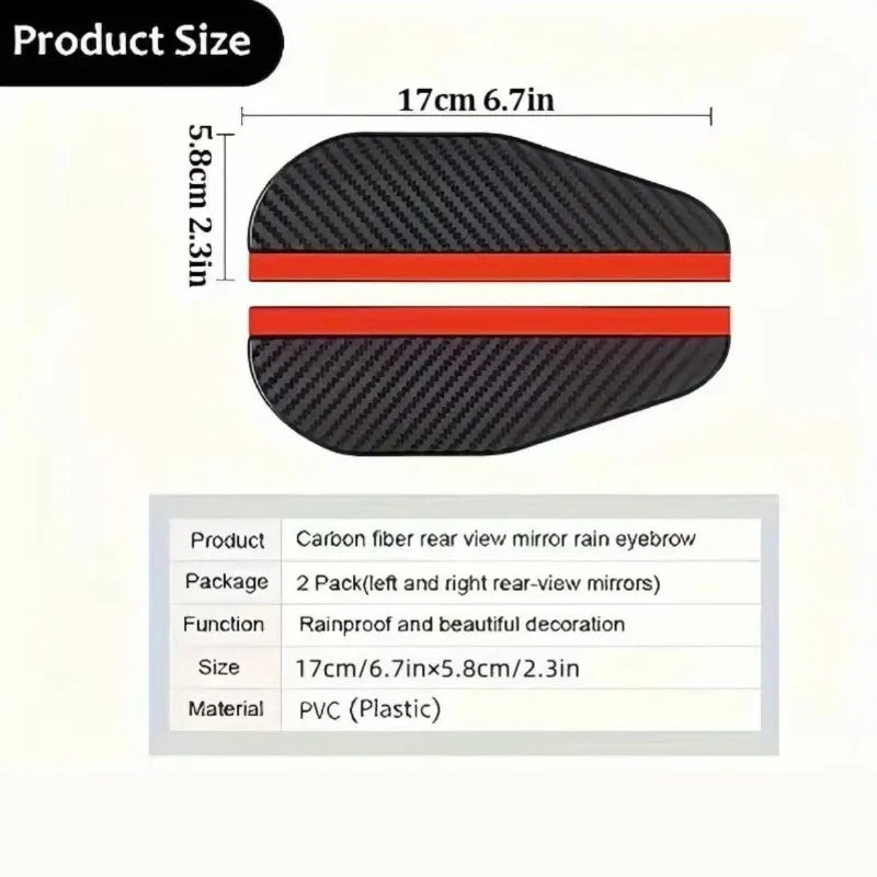 2 uds espejo retrovisor de coche lluvia ceja fibra de carbono protector contra la lluvia parasol Protector de visión clara para accesorios de espejo de coche