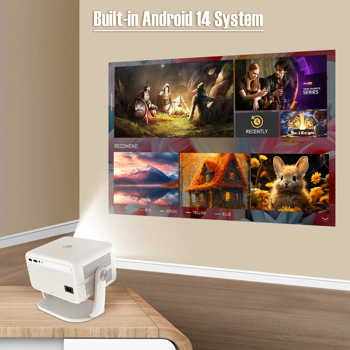 Proyector Magcubic L018 nativo 1080P 8K Android 14, WiFi6 y enfoque automático