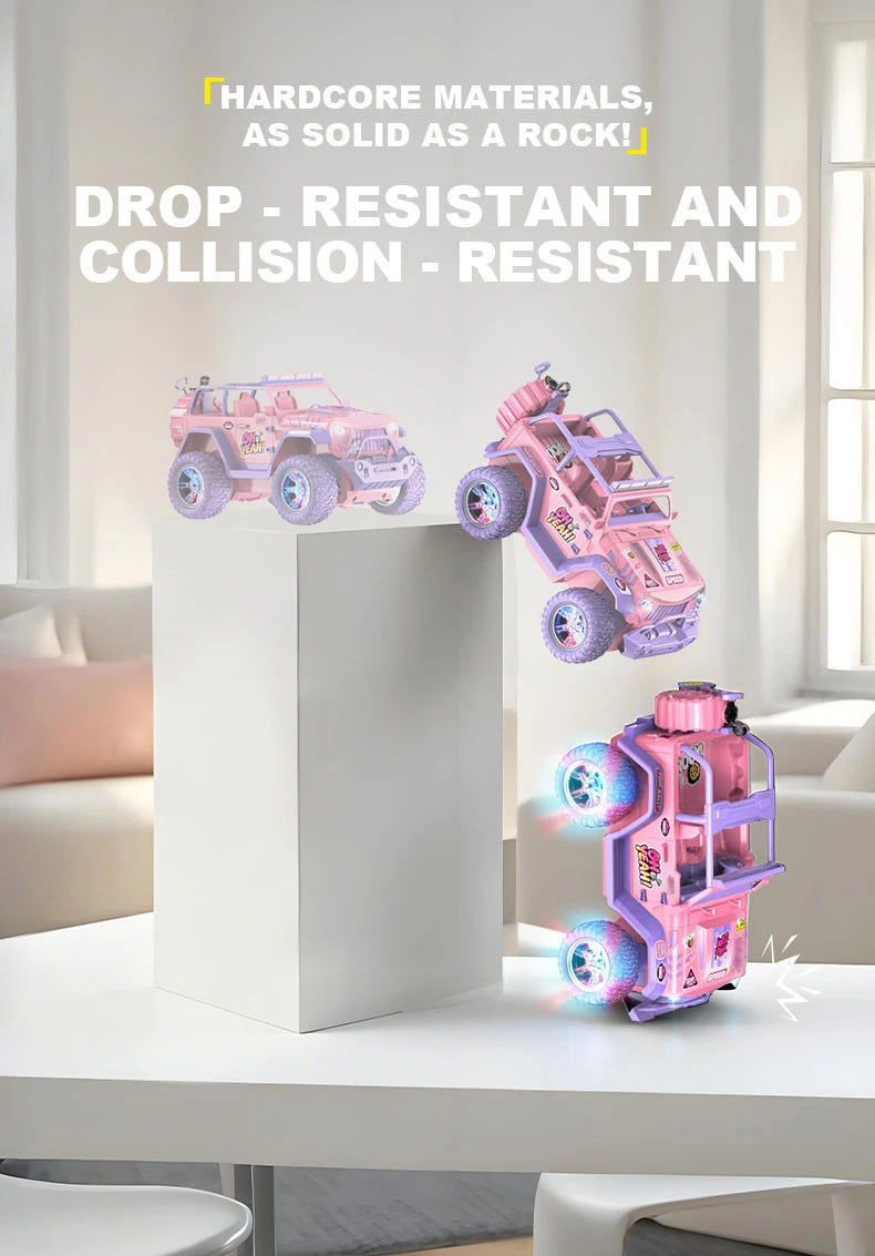 Coche RC Rosa 1:16 Todoterreno con Luces y Efecto Vapor