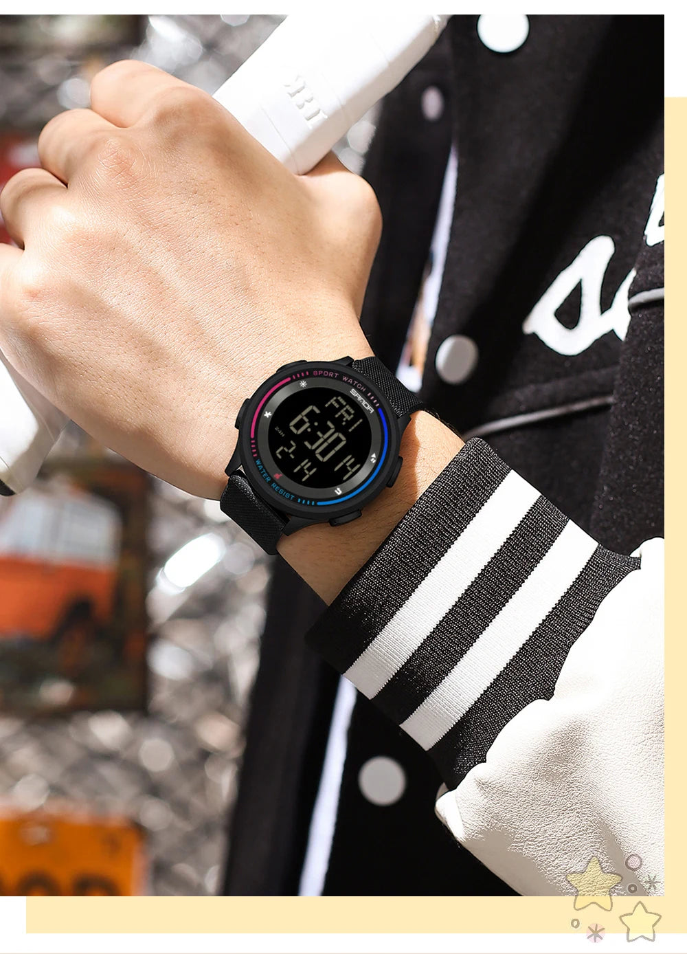 Reloj Digital SANDA 6158 para Niños y Adolescentes, Deportivo Impermeable