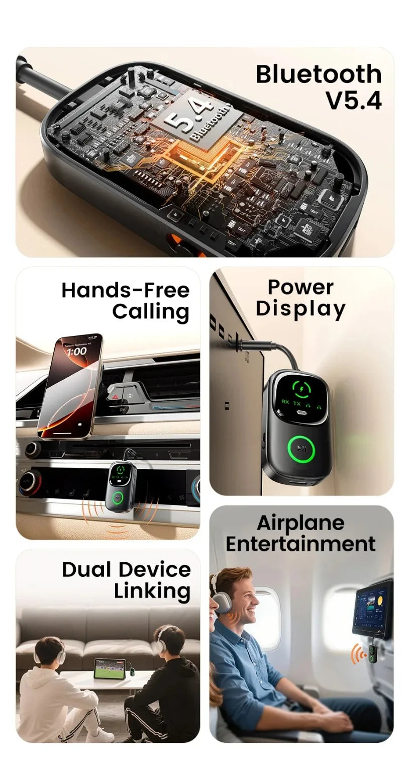 Nuevo receptor/transmisor de audio Bluetooth 5,4, adaptador Bluetooth para televisores, auriculares, coches y otros dispositivos con un conector de 3,5 MM