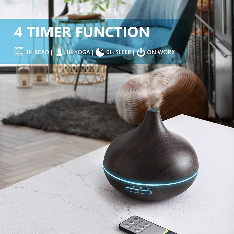 Difusor de aromas USB con luces LED 7 colores y control remoto 550ml