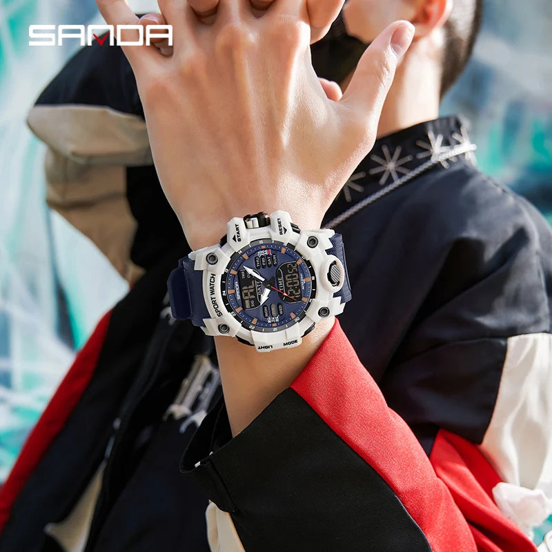 Reloj Deportivo Digital SANDA para Hombre con Doble Pantalla LED y Alarma