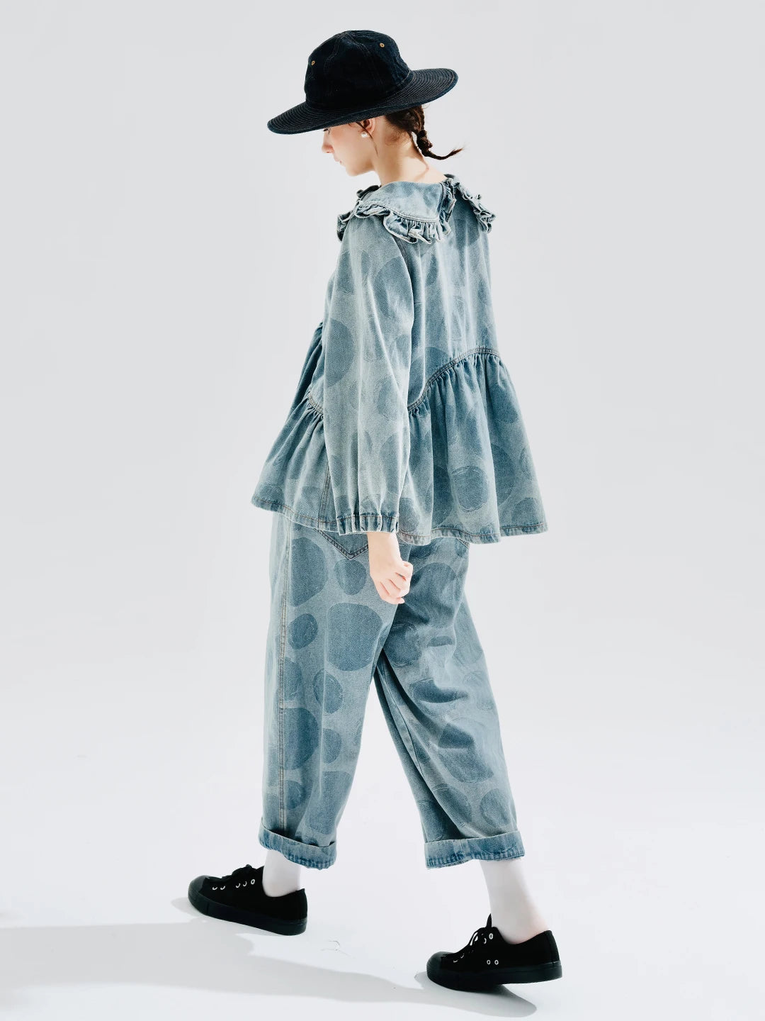 Pantalones Vaqueros de Algodón Holgados con Estampado