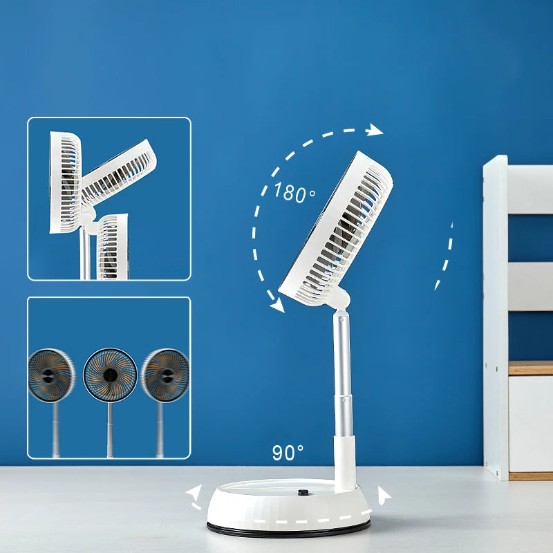 Ventilador plegable telescópico, ventilador de escritorio con Control remoto, ventilador de suelo, recargable, portátil, USB, de 8 pulgadas, para acampar