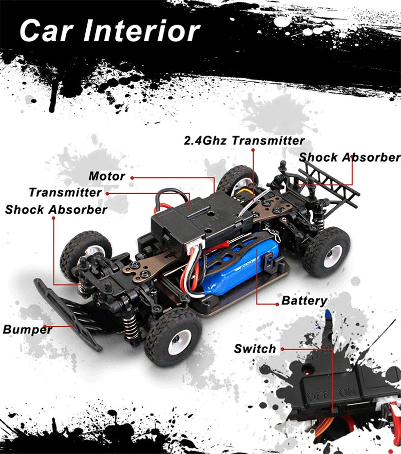 Wltoys RC 284019 Control remoto 1/28 30 Km/H Mosquito de carreras de alta velocidad 2,4 GHz todoterreno RTR Rally Drift Car