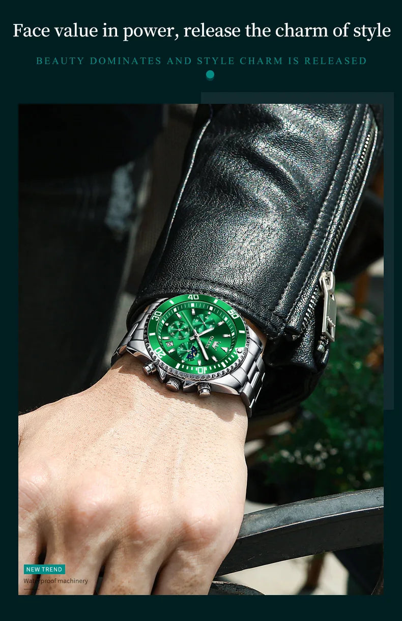 Reloj de Cuarzo OLEVS 2870 Cronógrafo con Fase Lunar para Hombre
