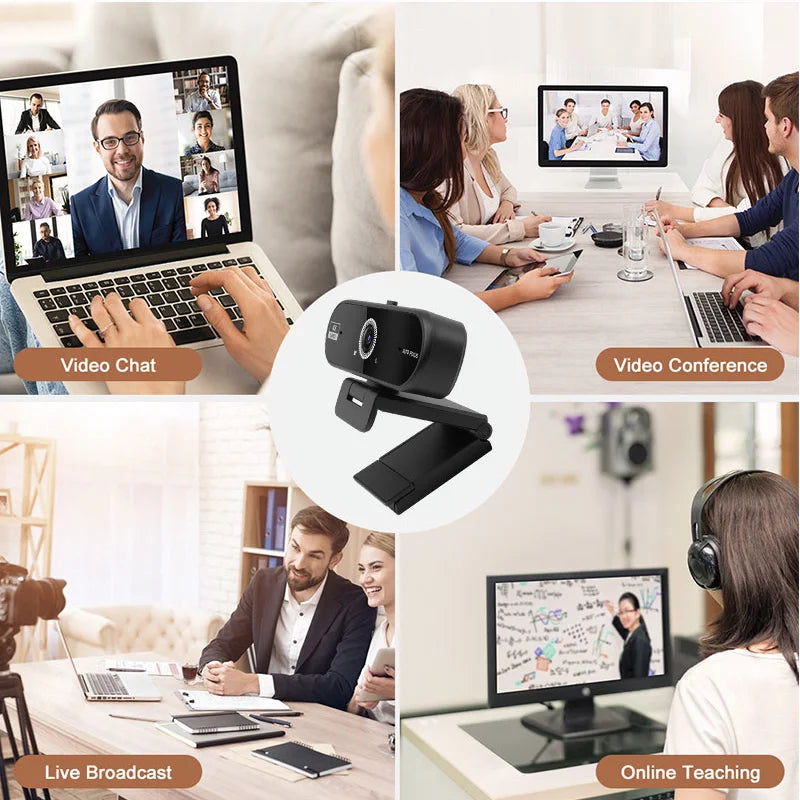Cámara web USB 4K UHD con autofoco y micrófono para PC y laptop