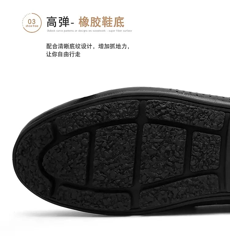 Mocasines de cuero genuino sin cordones para hombre, elaborados a mano