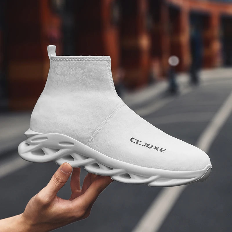 Zapatos informales transpirables para hombre, zapatos tobilleros antideslizantes a la moda para caminar al aire libre, zapatillas de deporte para hombre, zapatillas sin cordones con aumento de altura