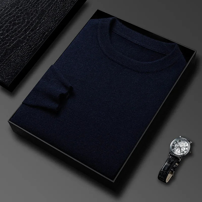 2025 nuevo suéter Casual para hombre, suéter tejido de manga larga con cuello redondo, Top versátil de moda con patrón de diamante