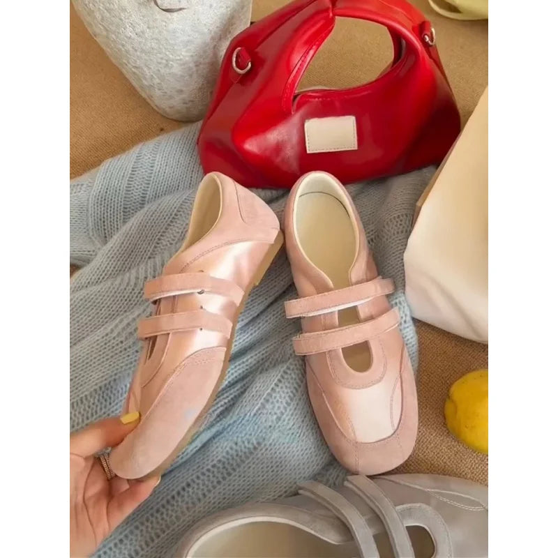 Zapatos Mary Jane para Mujer, Primavera-Otoño 2026 |   Zapatos Planos de Lona Estilo Francés |   Zapatos Casuales con Puntera Ancha, Suela Suave y Cierre de Velcro