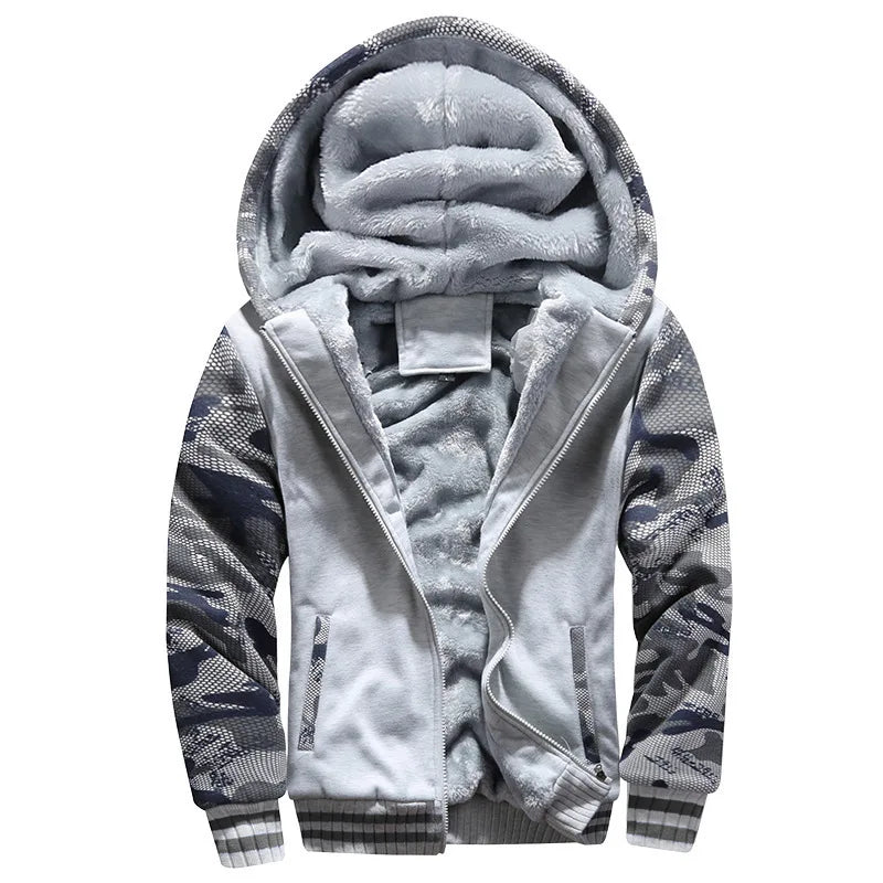 Chaqueta de Invierno para Hombre, Forro Polar, Cremallera y Capucha