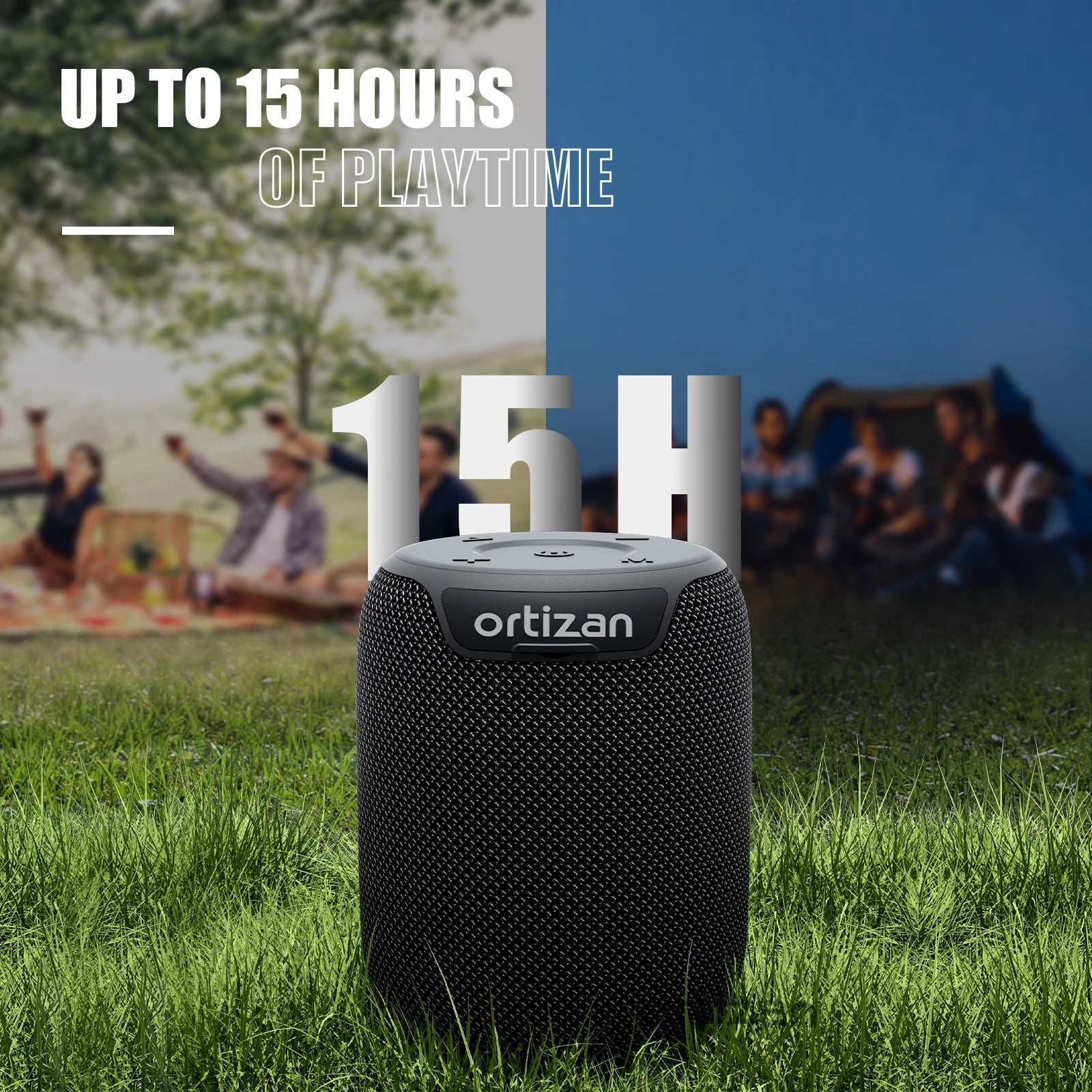 Altavoces Bluetooth Ortizan, altavoz inalámbrico portátil con Bluetooth 5.3, resistente al agua IPX7, sonido estéreo de 15 W, emparejamiento dual, TF/AUX