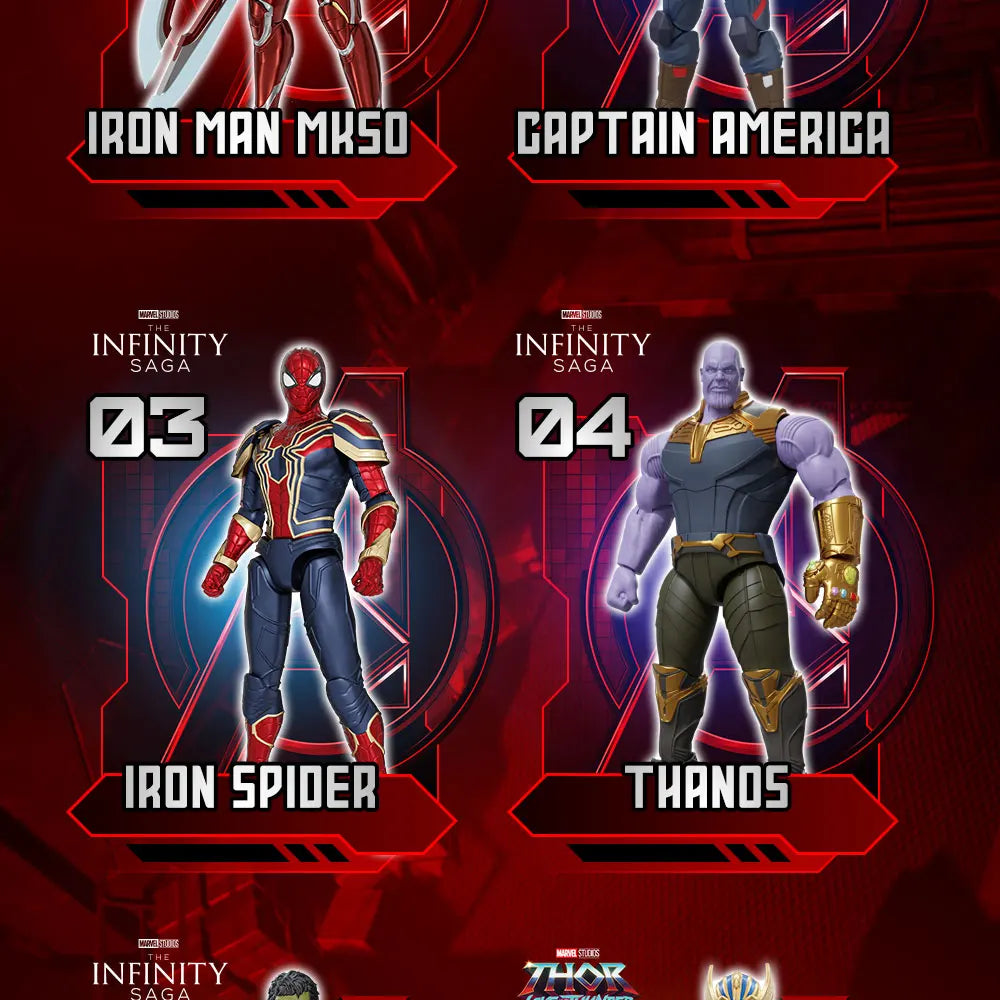 Los Vengadores Original Fondjoy Iron Man MK50 Iron Spider Thor Thanos Hulk figura de acción modelo colección de figuras móviles juguete para niños