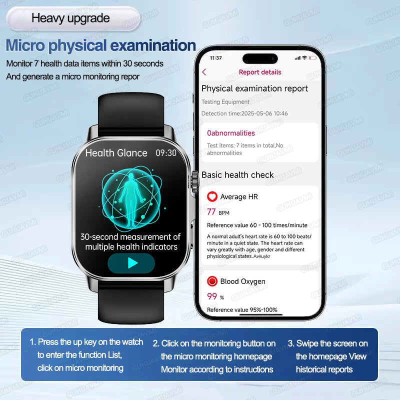 Reloj Inteligente con Diagnóstico ECG, Oxígeno en Sangre y Pantalla AMOLED