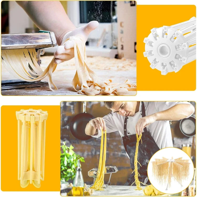 Estante plegable para secado de Pasta, soporte plegable para espagueti fresco casero, colgador de fideos con 10 asas de barra JT583