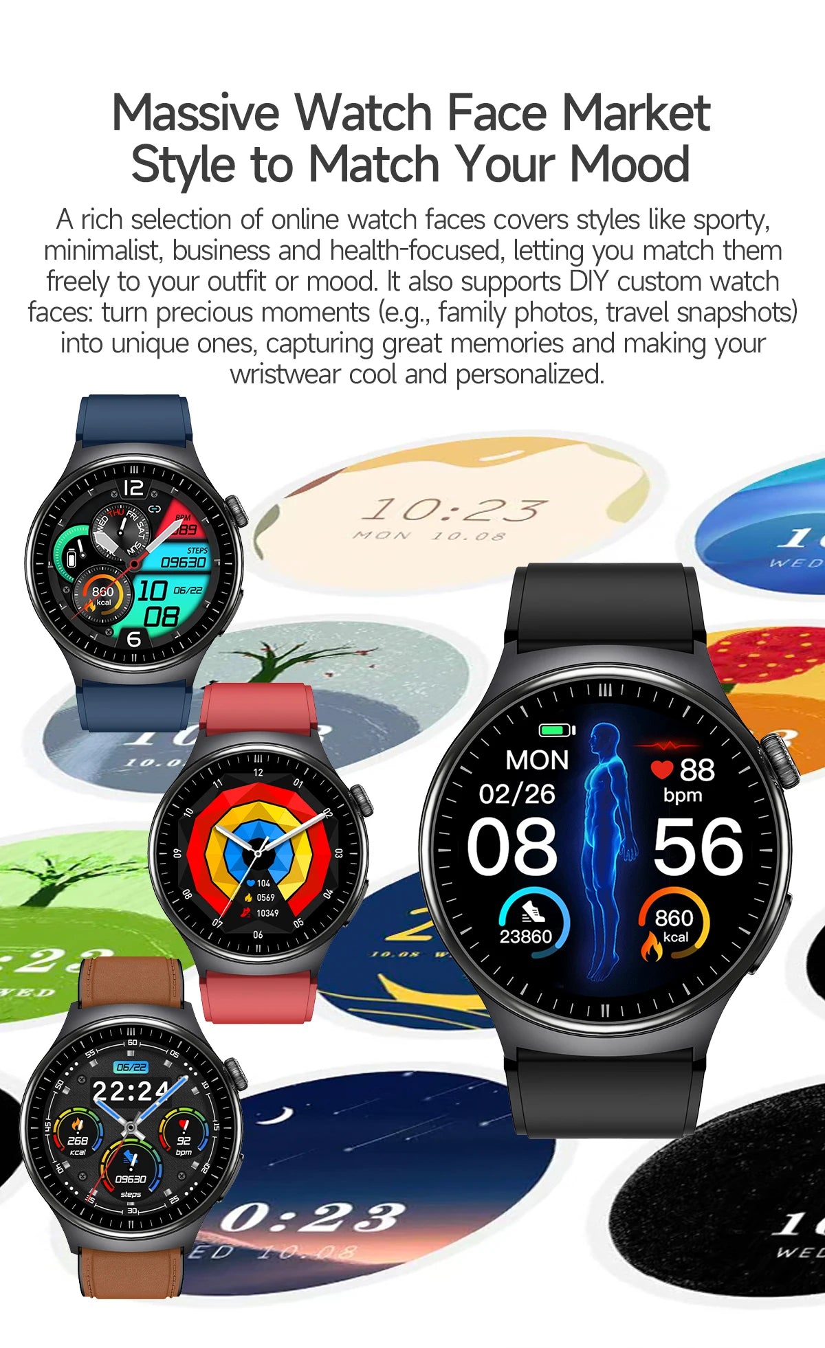 Reloj Inteligente con ECG, Grasa Corporal y Presión Arterial AMOLED