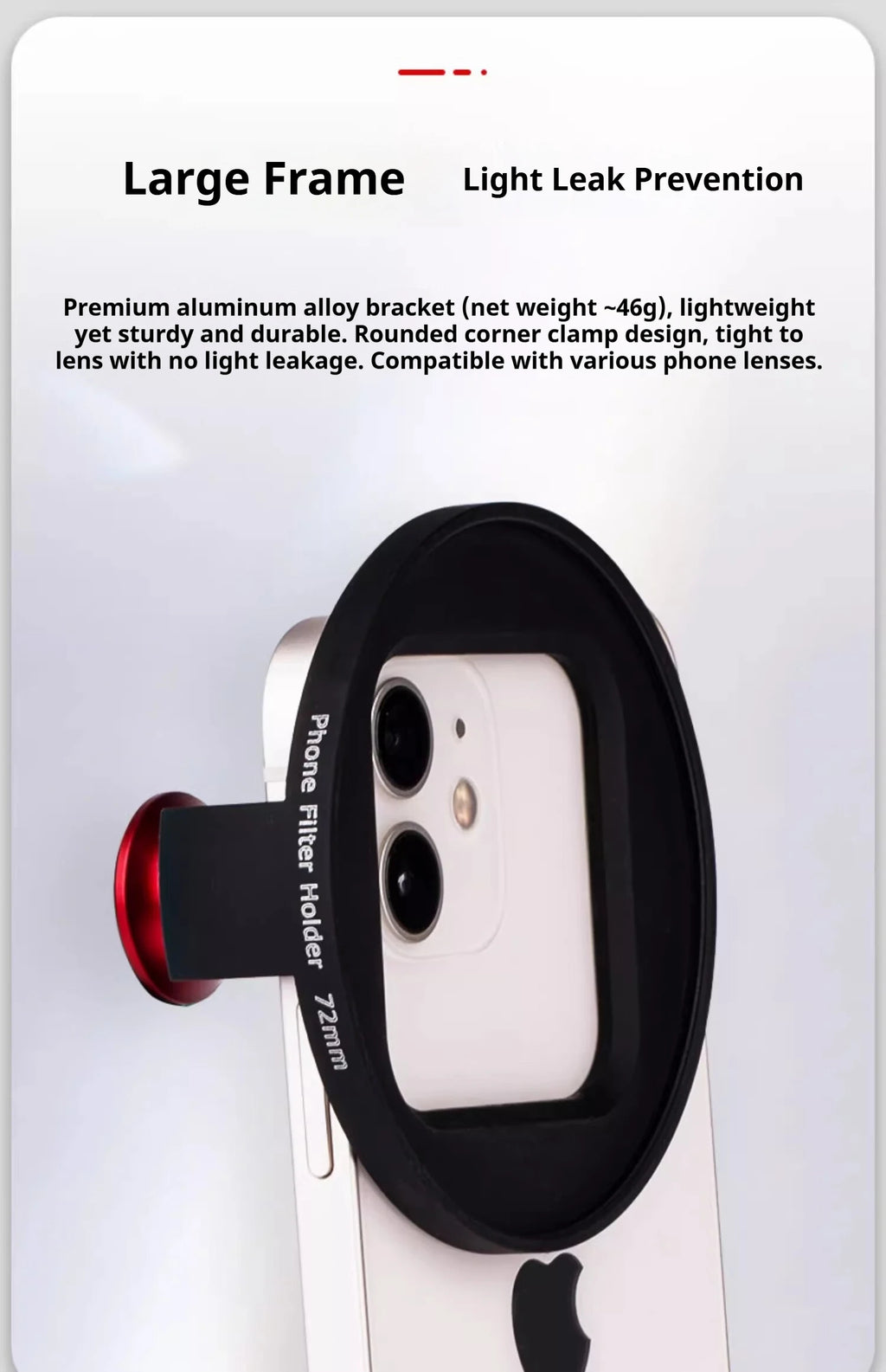 Soporte Universal Clip para Filtros de Teléfono Compatible con 72 mm