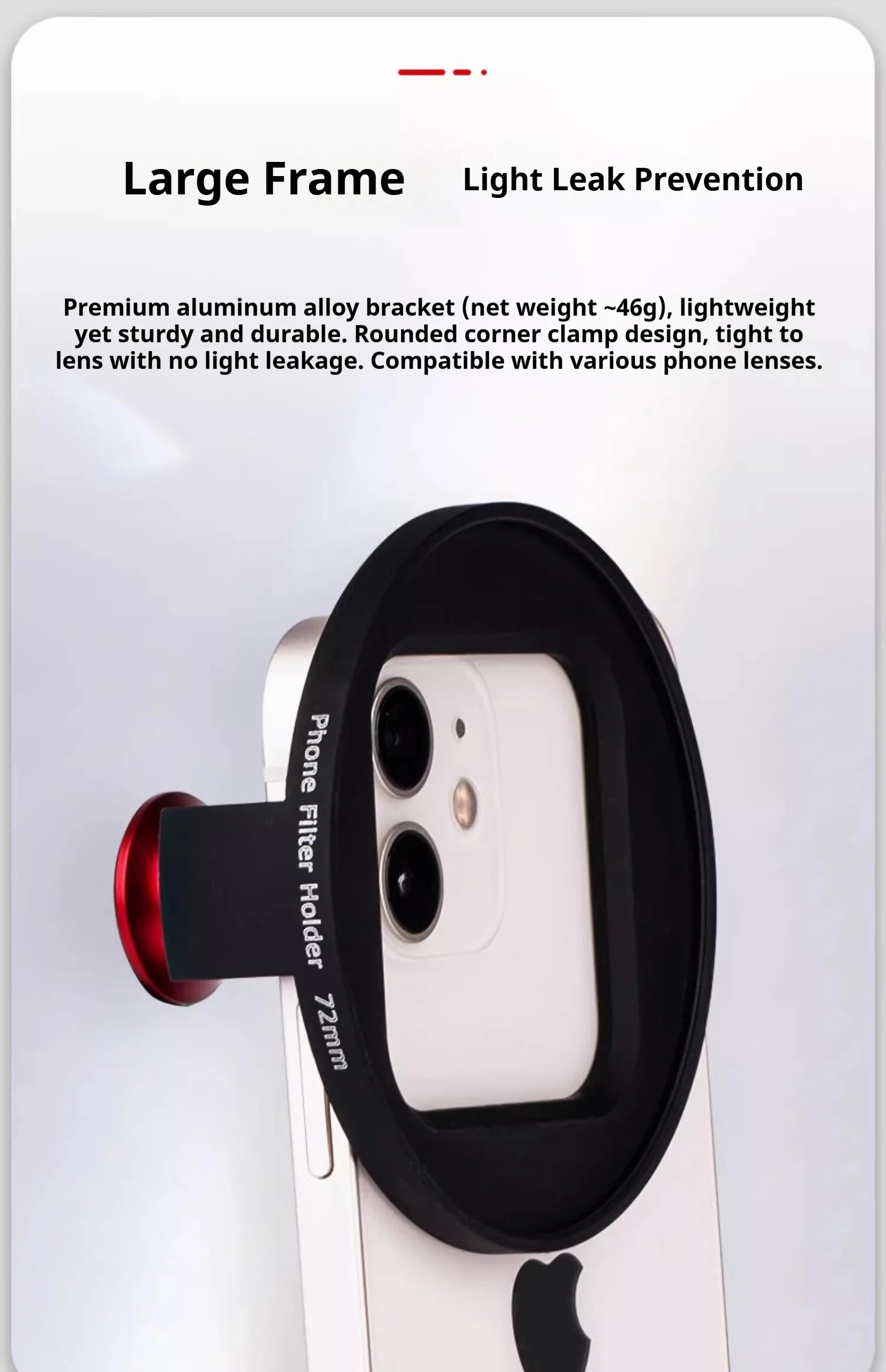 Soporte Universal Clip para Filtros de Teléfono Compatible con 72 mm