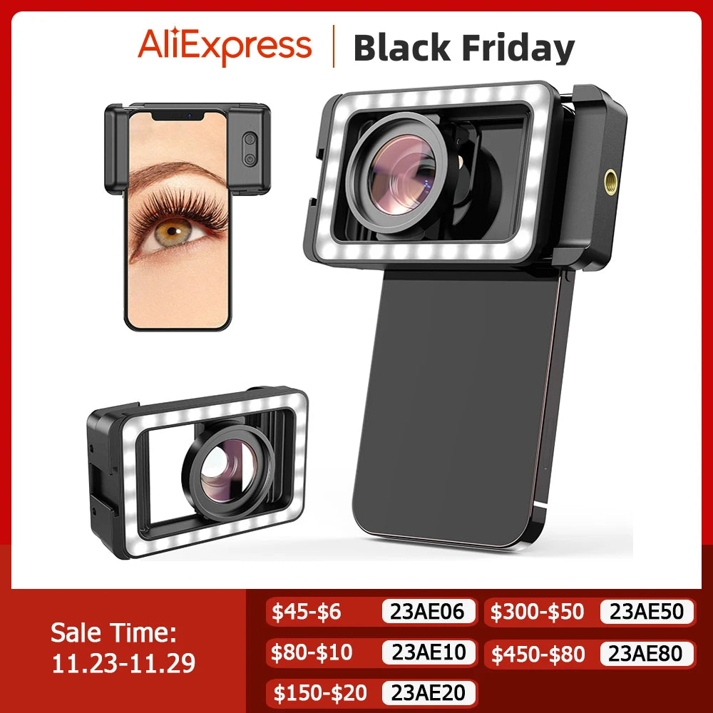 Lente Macro HD 15X con Luz LED para iPhone y Samsung APEXEL
