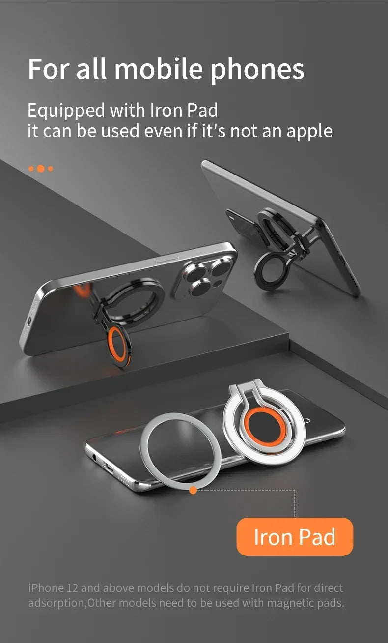 Soporte magnético para anillo de dedo para Magsafe 360 °   Soporte Giratorio para Teléfono, Compatible con iPhone 17, 16, 15, 14, 13, 12 Pro Max, Soporte de Escritorio