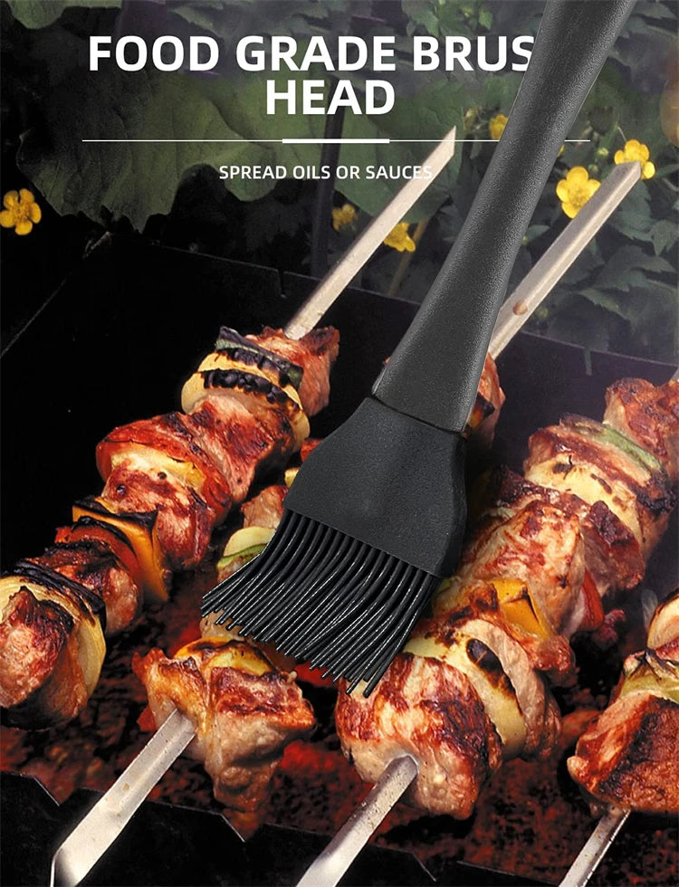 LMETJMA Juego de accesorios para parrilla de barbacoa, kit de utensilios de acero inoxidable para barbacoa con estuche, kit de utensilios prácticos portátiles para parrilla