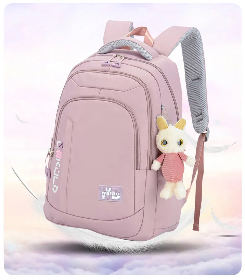 Mochila Escolar Rosa para Niñas y Adolescentes