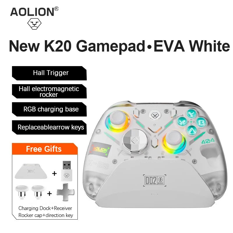Aolion K10 para Switch 2 controlador de juegos con base de carga RGB inalámbrico Gamepad Hall Joystick gatillo para NS Switch/PC/teléfono