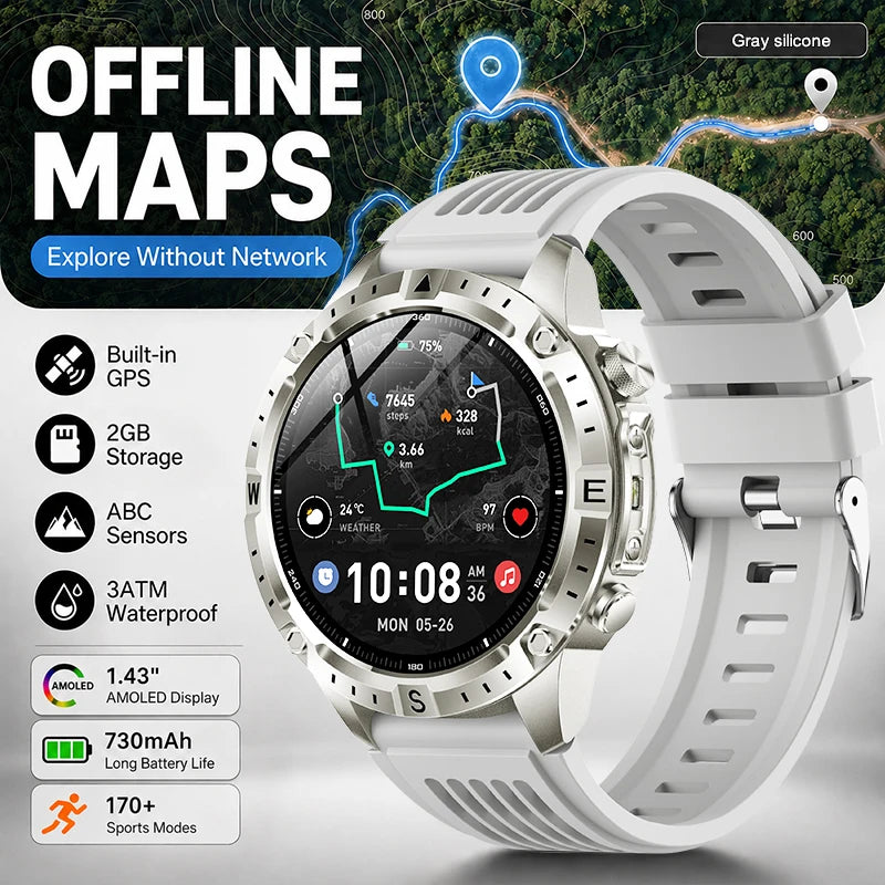 Reloj Inteligente Deportivo con GPS, Mapa Offline y Pantalla AMOLED