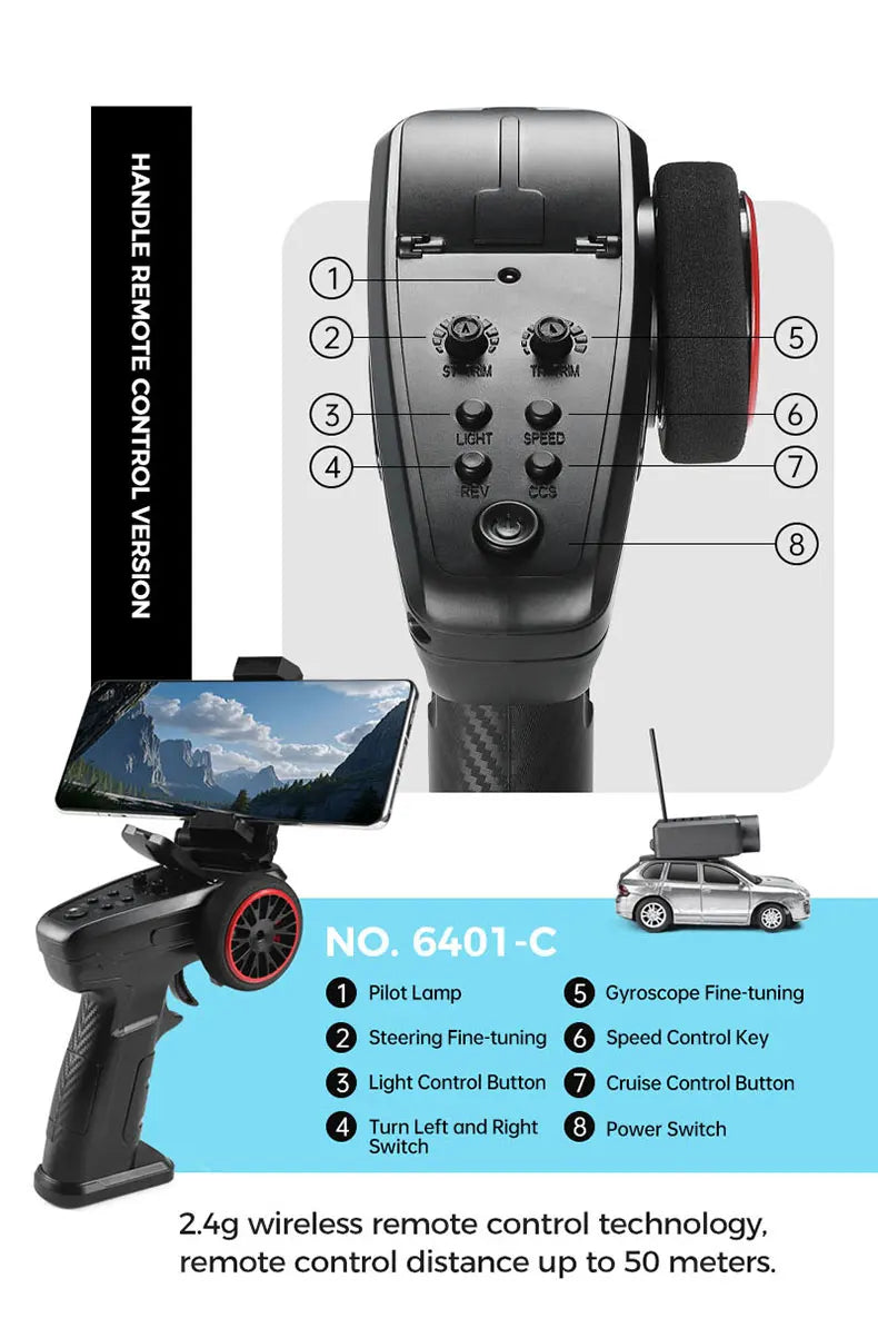 WLtoys 6401 1:64 Mini coche RC 2,4G Control remoto con cámara FPV 720P y aplicación WiFi, nuevo juguete de carreras de control remoto para regalo para niños y niñas