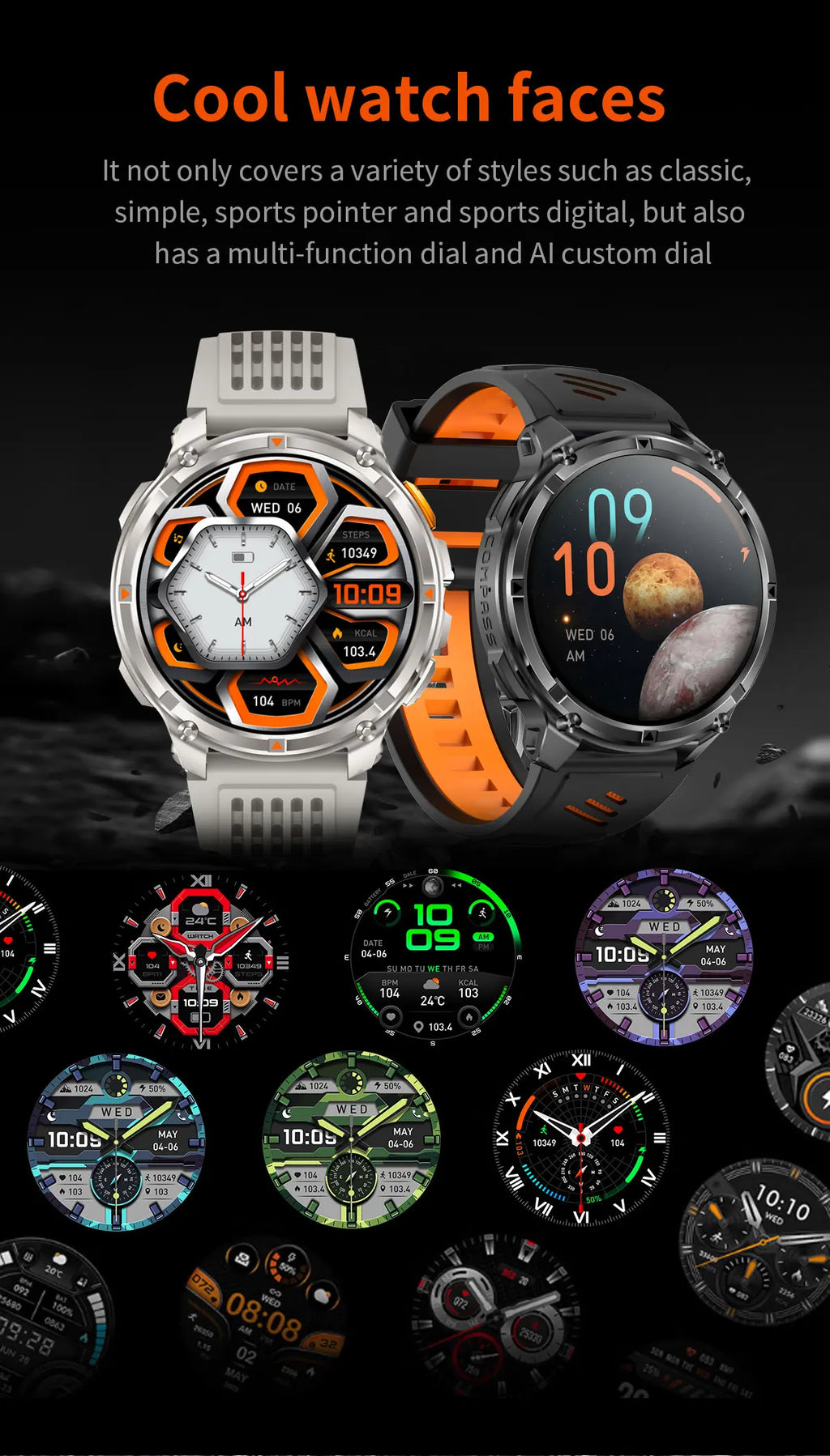 Reloj Inteligente HT33 con Linterna LED, Batería 1100mAh y Llamadas Bluetooth