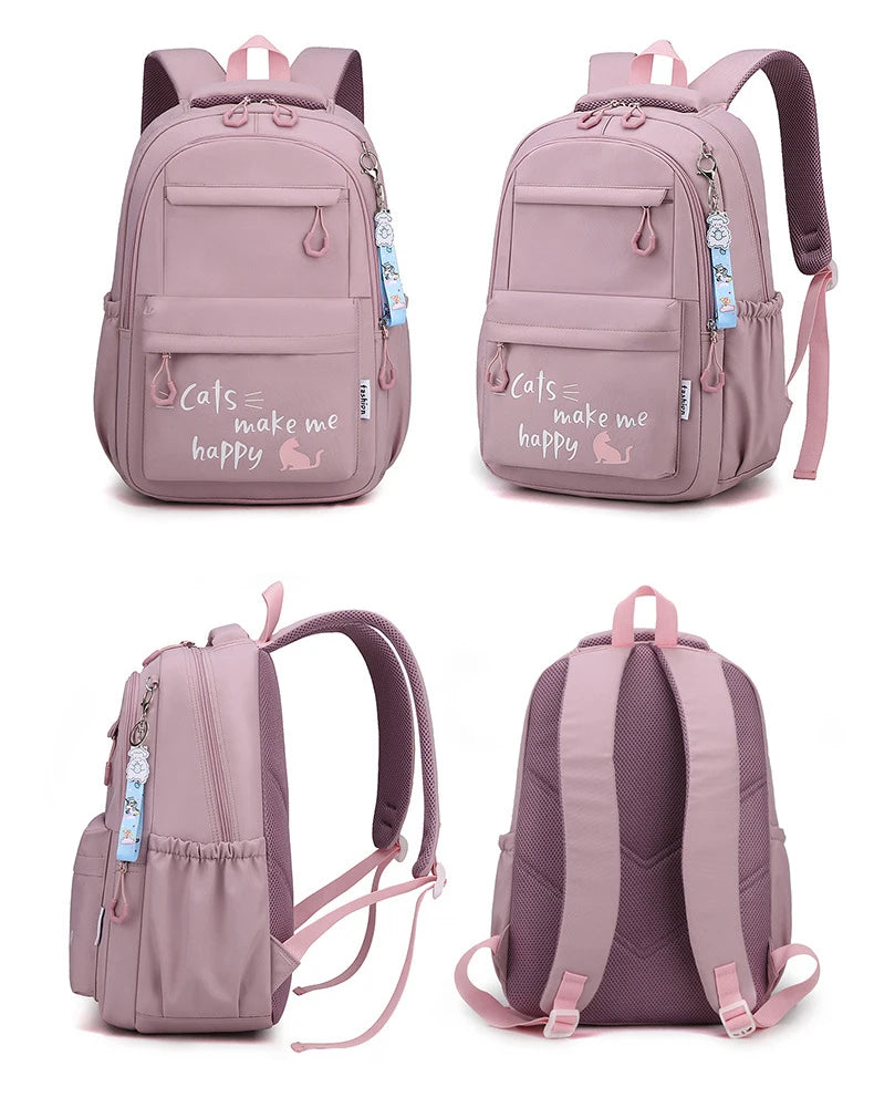 Mochila Escolar Rosa para Niñas y Adolescentes
