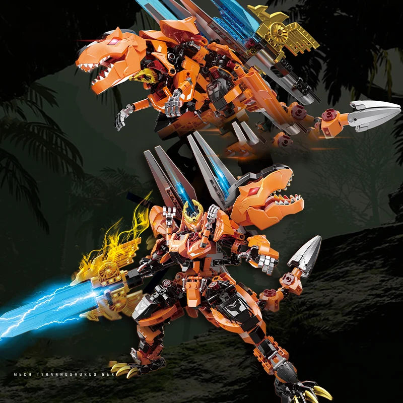 Bloques de construcción para niños, juguete de ladrillos para armar dinosaurio Mecha rex, serie F5-A0007, 2 en 1