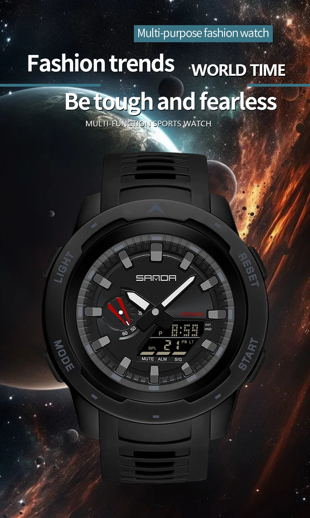 Reloj Deportivo SANDA LED Doble Pantalla para Hombre