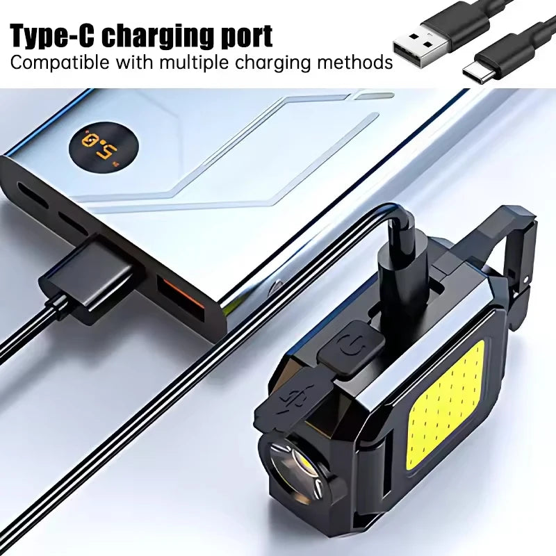Linterna Mini Llavero COB Recargable USB con Luces Laterales 1000LM
