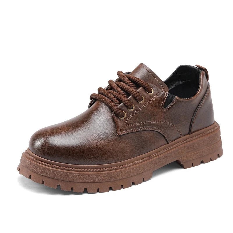 Alta calidad, zapatos informales de cuero para negocios, cómodos zapatos italianos de fondo grueso para hombre, zapatos Oxford antideslizantes para exteriores