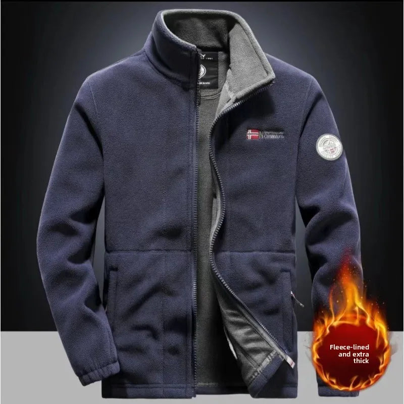 Chaqueta de Polar para Hombre con Cremallera — Abrigo de Otoño e Invierno