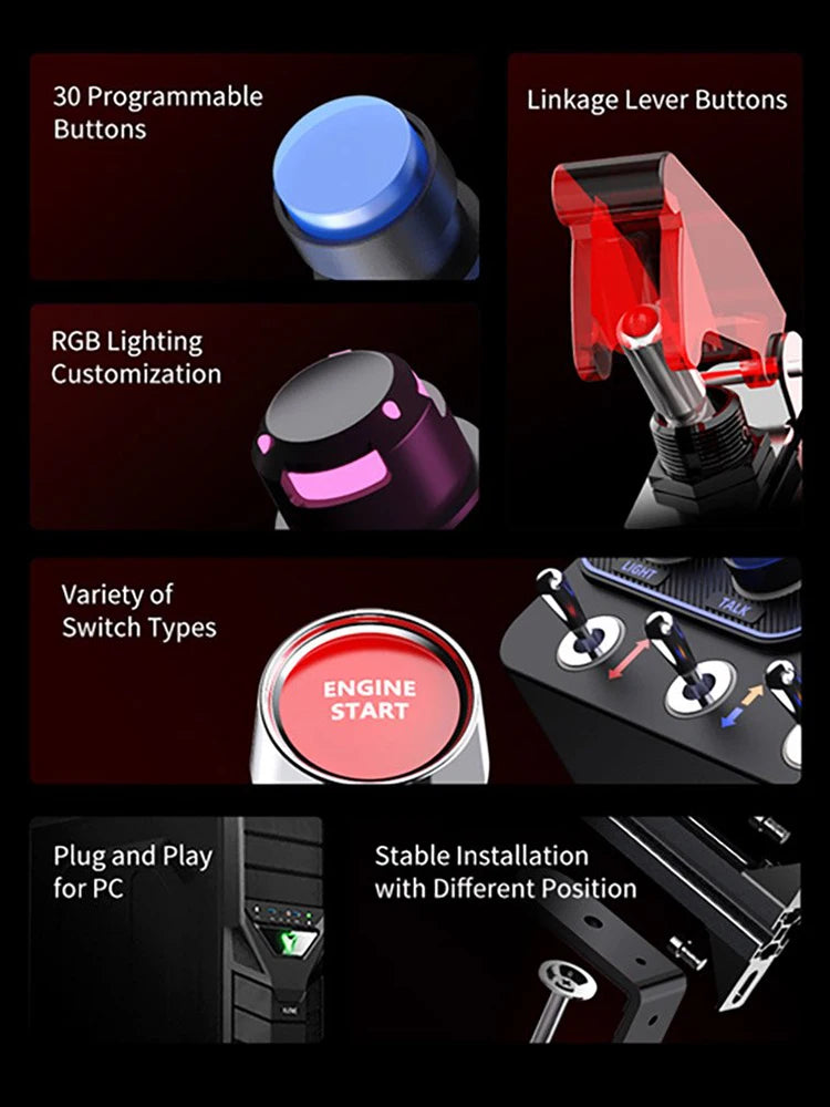 La caja de control central PXN-CB1 admite computadoras PC, con luces RGB personalizadas y 30 botones programables