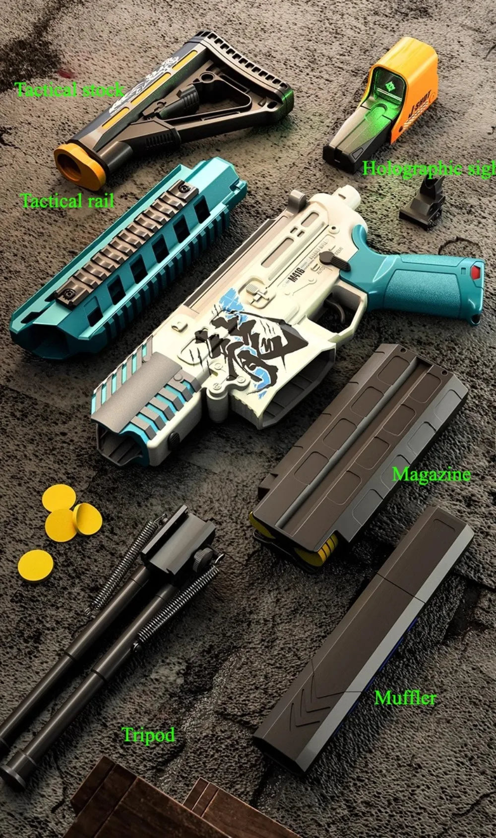 Pistola de Juguete M416 con 120 Balas, Disparo Continuo de Dardos de Espuma, Apta para Juegos de Tiro al Aire Libre, Regalos de Navidad