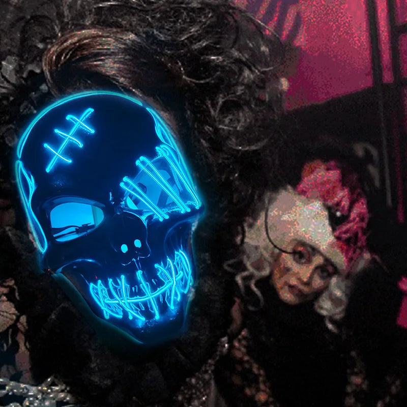 Máscara de calavera malvada, mascarada de Carnaval de Halloween, Casa Encantada, decoración aterradora, esqueleto de Cosplay, Fiesta Temática aterradora, máscara iluminada