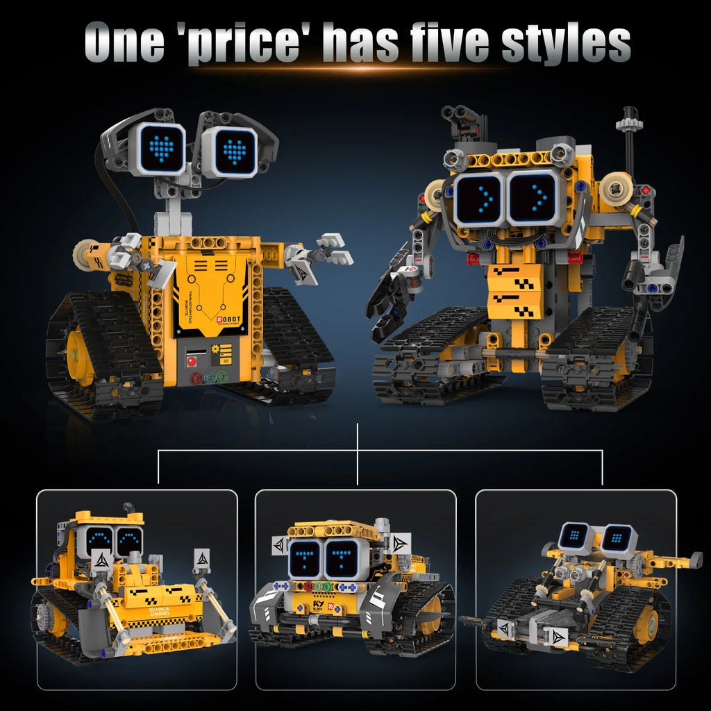 Montaje de modelo de robot transformable 5 en 1 con pantalla Digital, juguete de bloques de construcción de robot de control remoto, juguete para regalo para niños