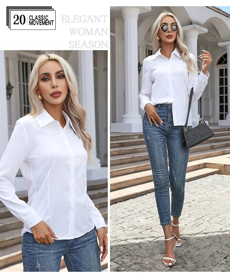 Blusa Elegante de Gasa con Botones para Mujer