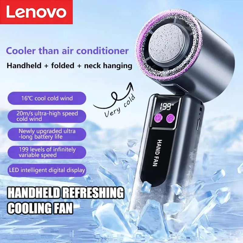 Ventilador de Mano con 199 Velocidades y Pantalla Digital