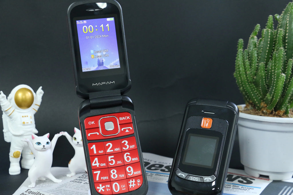 Mafam F899 Senior Flip Feature Phone Dos pantallas 2 Sim Botón grande SOS Dial Antorcha Clamshell Móvil Estilo retro 15 días Larga modo de reposo