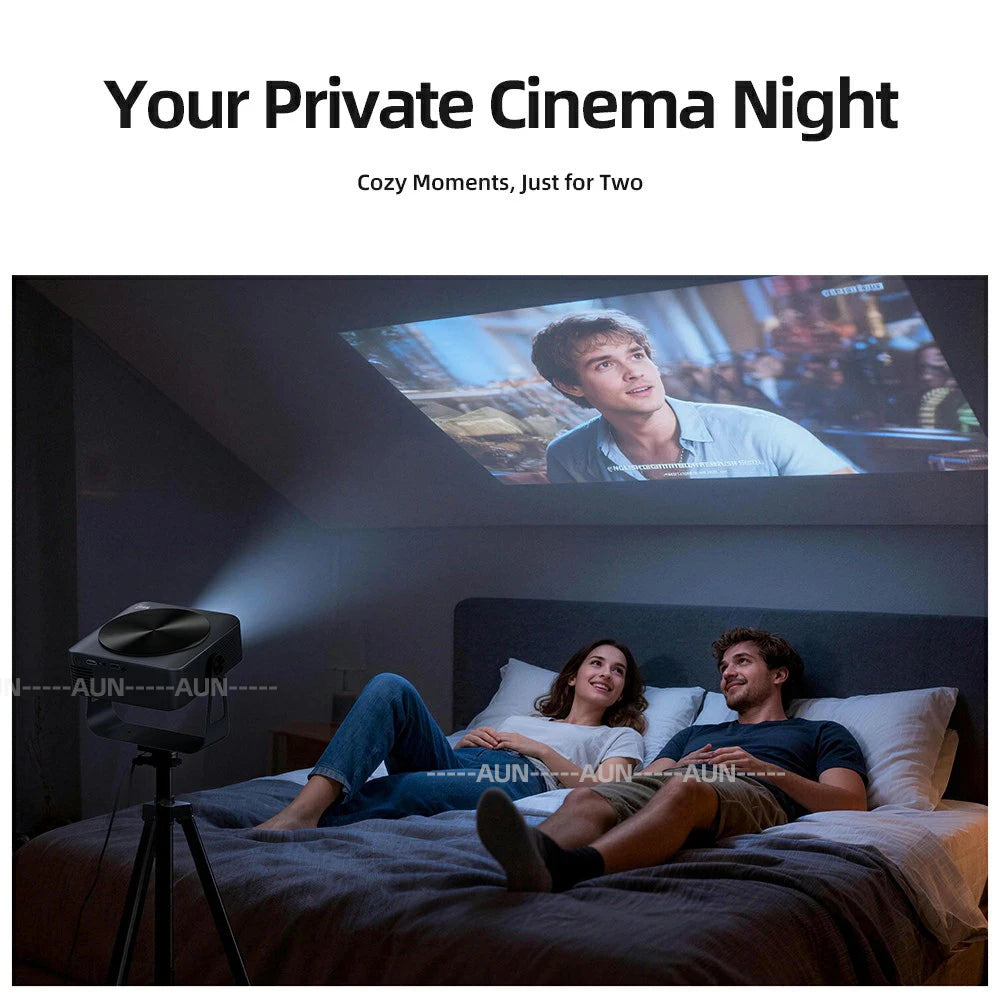 Proyector Android LED 4K 850 Lúmenes 1080P 3D Portátil con Altavoz WIFI para Mini Cine en Casa, Teléfono, Beamer, Smart TV AUN A45
