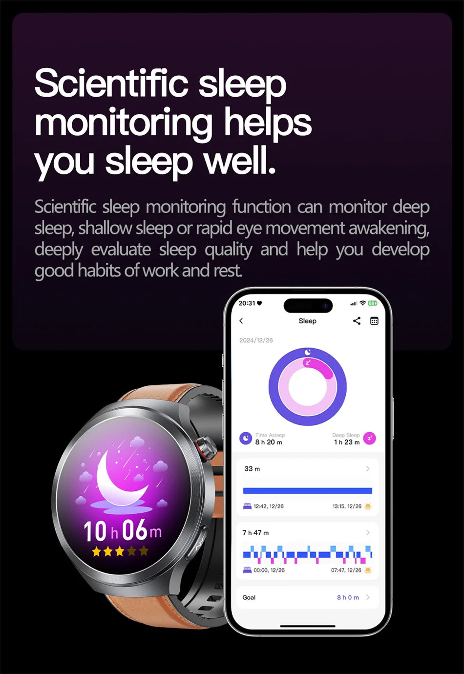 Nuevo Reloj Inteligente con Pantalla de Cristal de Zafiro de 1.73 Pulgadas, Monitor de Salud, Ácido Úrico, Grasa en Sangre, Presión Arterial, ECG+PPG, Análisis Corporal, para Hombre