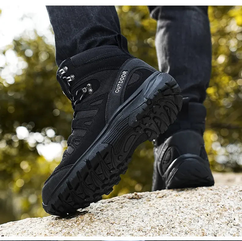 Botas de senderismo todoterreno para hombre, antideslizantes de caña alta