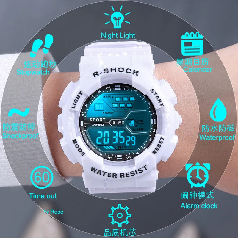 Reloj deportivo al aire libre para Hombre, multifunción, pantalla grande LED, electrónico, resistente al agua, luminoso, militar, Digital, Relojes de pulsera para Hombre