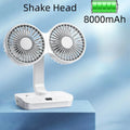 Ventilador de escritorio de doble cabezal, ventilador de 4 engranajes, refrigeración rápida por viento, pantalla Digital, gran capacidad de 2024 mAh, para el hogar, novedad de 12000